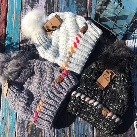 💥1 Ivory Left! C. C Beanies w/Pom Pom Thick Lined - Picture 8 of 8